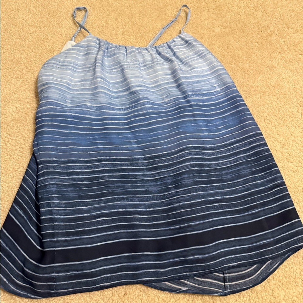 Vince Light Blue and White Striped Top